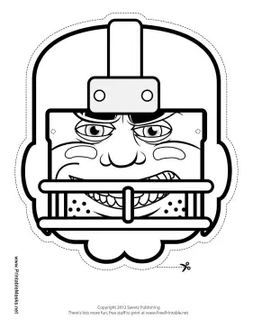 Football Player Mask to Color Printable Mask