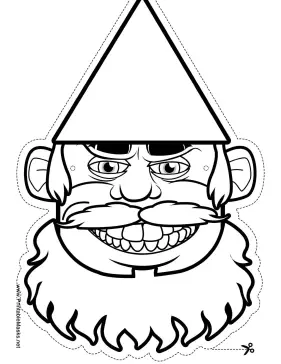 Gnome with Beard Mask to Color Printable Mask