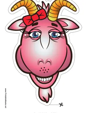 Goat with Bow Mask Printable Mask