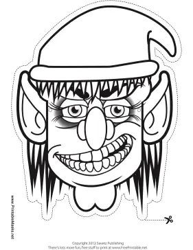 Female Goblin Mask to Color Printable Mask