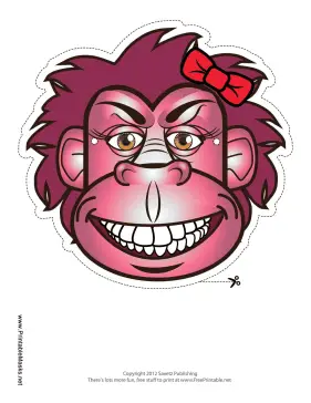 Gorilla with Bow Mask Printable Mask