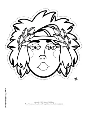 Female Greek Mask to Color Printable Mask