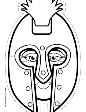 Female Greek Warrior Mask to Color Printable Mask