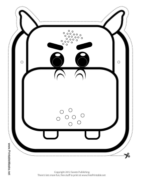 Hippo Mask to Color Printable Mask