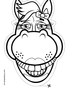 Horse with Bow Mask to Color Printable Mask