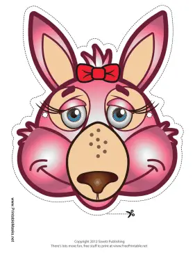 Kangaroo with Bow Mask Printable Mask