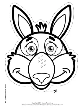 Kangaroo Mask to Color Printable Mask