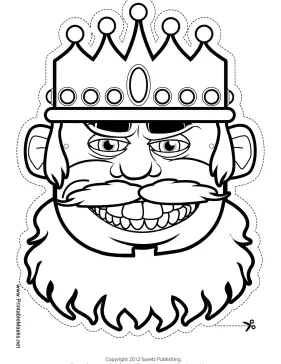 Grinning King Mask to Color Printable Mask