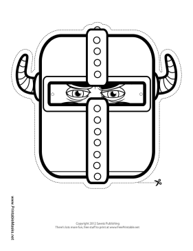 Knight with Horns Mask to Color Printable Mask