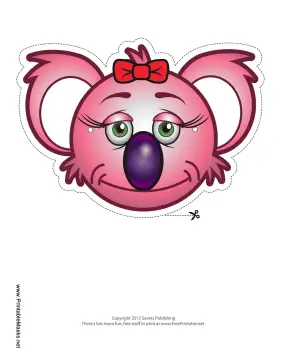 Koala with Bow Mask Printable Mask