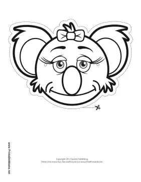 Koala with Bow Mask to Color Printable Mask