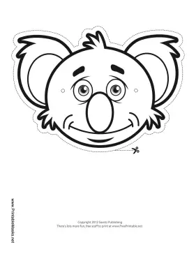 Koala Mask to Color Printable Mask