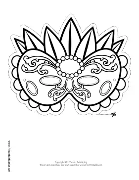 Elaborate Mardi Gras Mask to Color Printable Mask