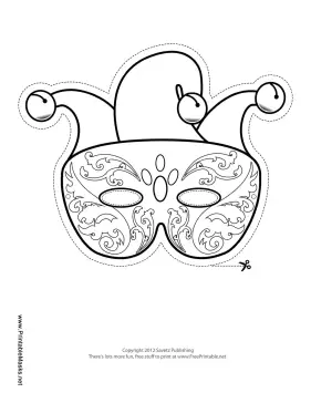 Mardi Gras Festival Mask to Color Printable Mask