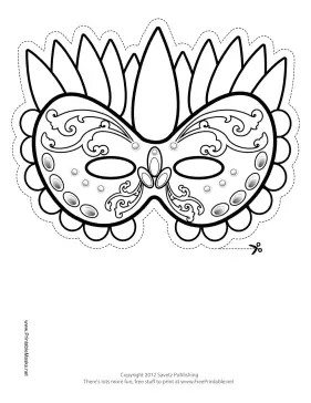 Festive Mardi Gras Mask to Color Printable Mask