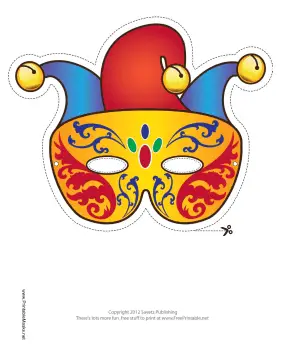 Mardi Gras Jester Mask Printable Mask