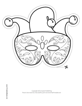 Mardi Gras Jester Mask to Color Printable Mask