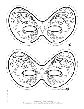 Ornate Mardi Gras Mask to Color Printable Mask