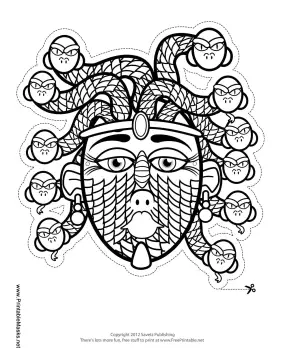 Medusa Mask to Color Printable Mask