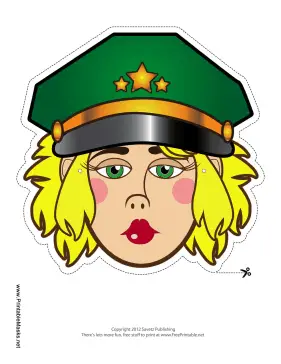 Female Military Officer Mask Printable Mask