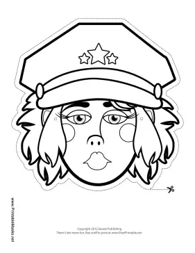 Printable Female Military Officer Mask to Color Mask