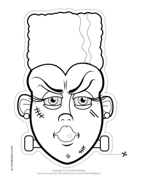 Bride of Frankenstein Monster Mask to Color Printable Mask