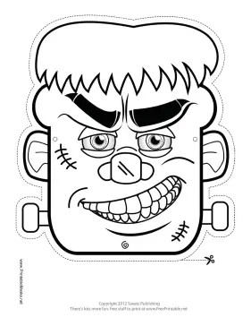 Frankenstein Monster Mask to Color Printable Mask