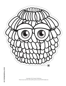 Furry Monster Mask to Color Printable Mask