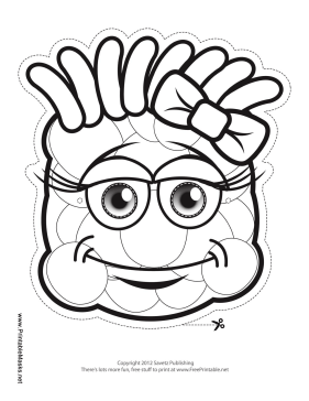 Grinning Monster with Bow Mask to Color Printable Mask