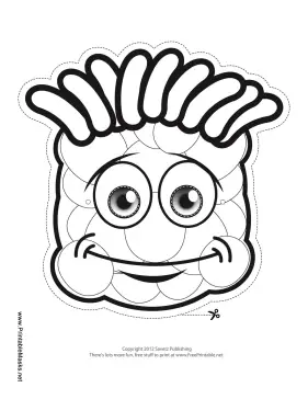 Grinning Monster Mask to Color Printable Mask