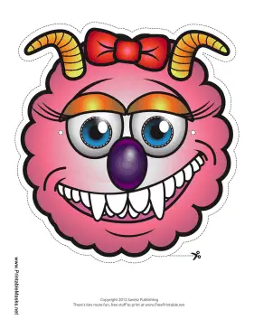 Monster with Horns with Bow Mask Printable Mask