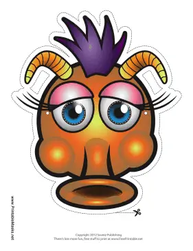 Silly Monster with Horns Mask Printable Mask