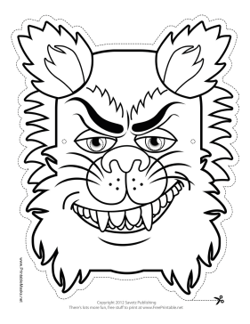 Wolfman Monster Mask to Color Printable Mask
