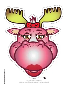 Moose with Bow Mask Printable Mask