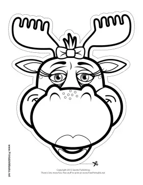 Moose with Bow Mask to Color Printable Mask