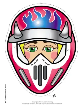 Female Motocross with Horns Mask Printable Mask