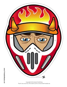 Male Motocross with Horns Mask Printable Mask