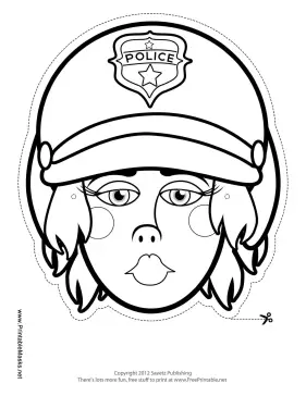 Printable Female Motorcycle Cop Mask to Color Mask