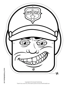 Male Motorcycle Cop Mask to Color Printable Mask