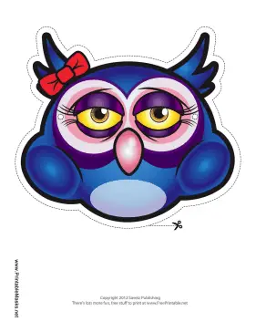 Owl with Bow Mask Printable Mask