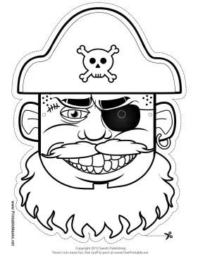 Pirate Captain Mask to Color Printable Mask