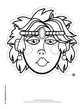 Queen with Tiara Mask to Color Printable Mask