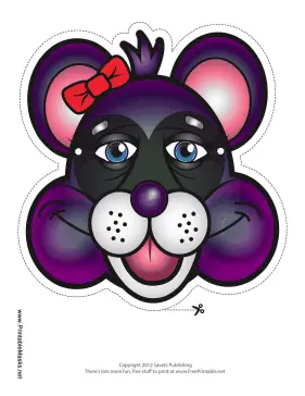 Raccoon with Bow Mask Printable Mask