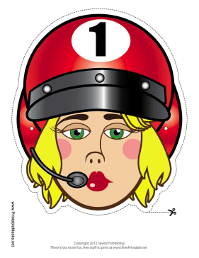 Female Racecar Driver Mask Printable Mask