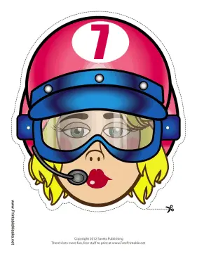 Female Racecar Driver Goggles Mask Printable Mask