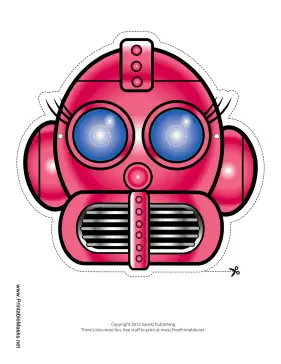 Robot with Eyelashes Mask Printable Mask