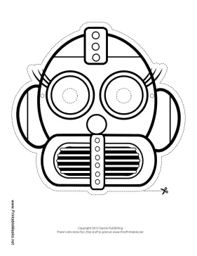 Robot with Eyelashes Mask to Color Printable Mask