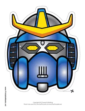 Robot with Horns Crest Mask Printable Mask