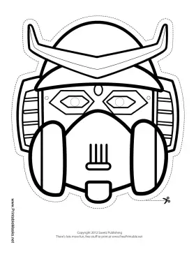 Robot with Horns Mask to Color Printable Mask