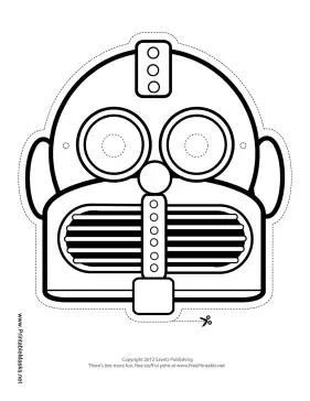 Round Horizontal Robot Mask to Color Printable Mask